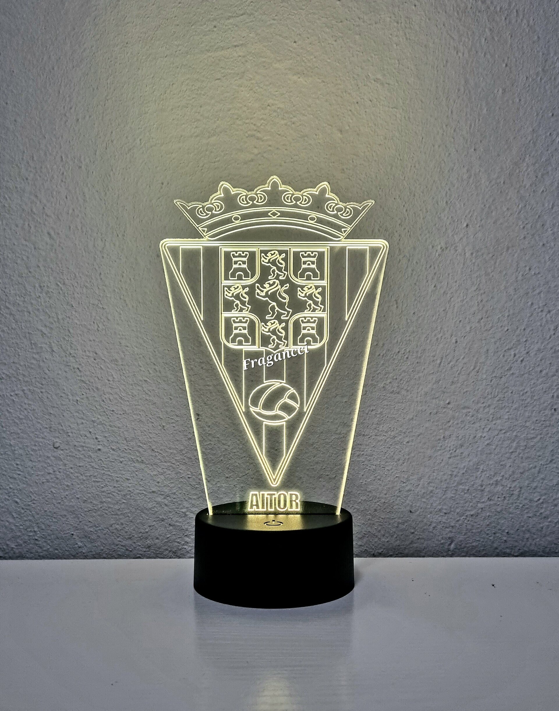 Lampara led 3d Escudo Futbol Córdoba personalizable, Lámpara led sobremesa - 5