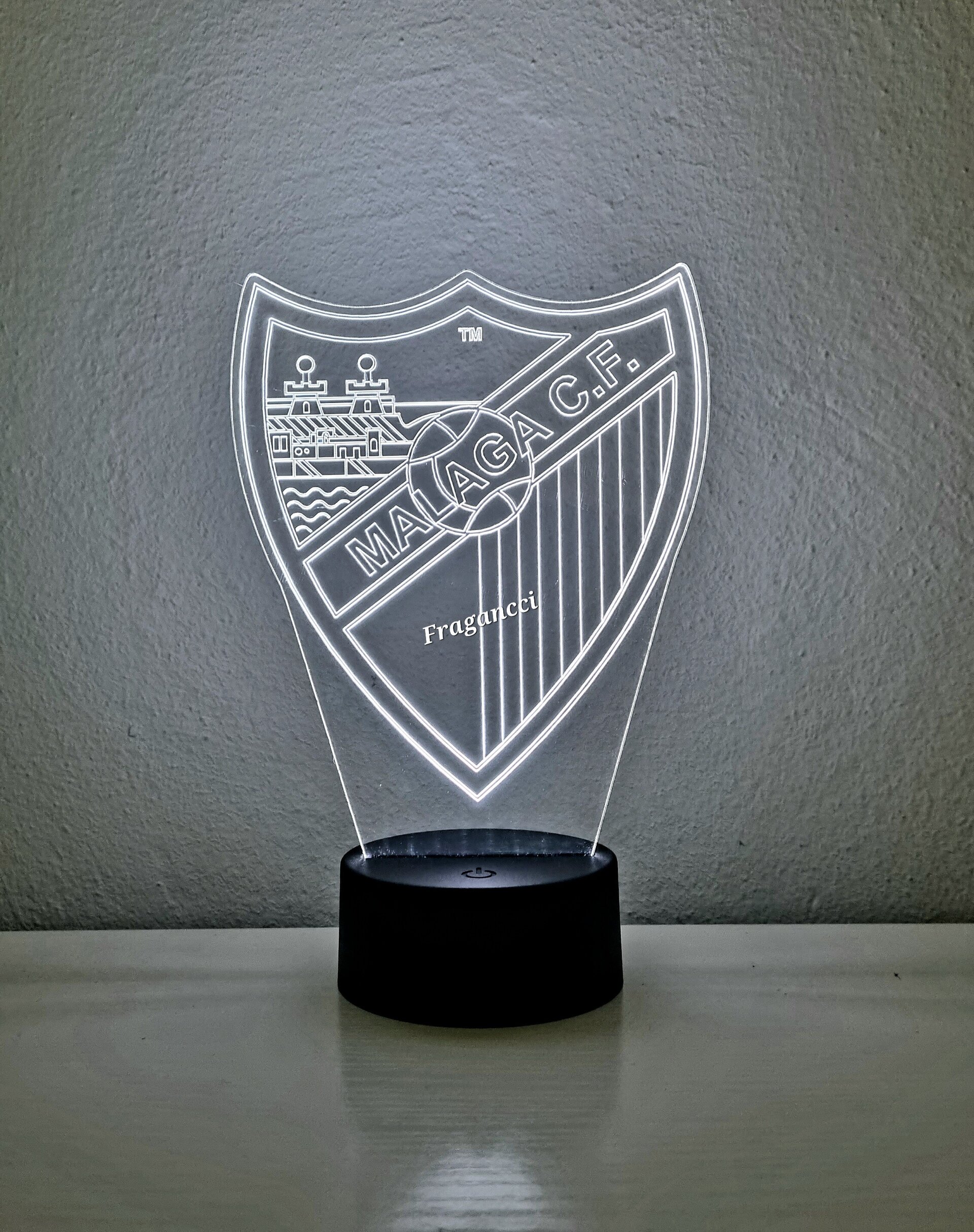 Lampara led 3d Escudo Futbol Malaga personalizable, Lámpara led sobremesa - 5