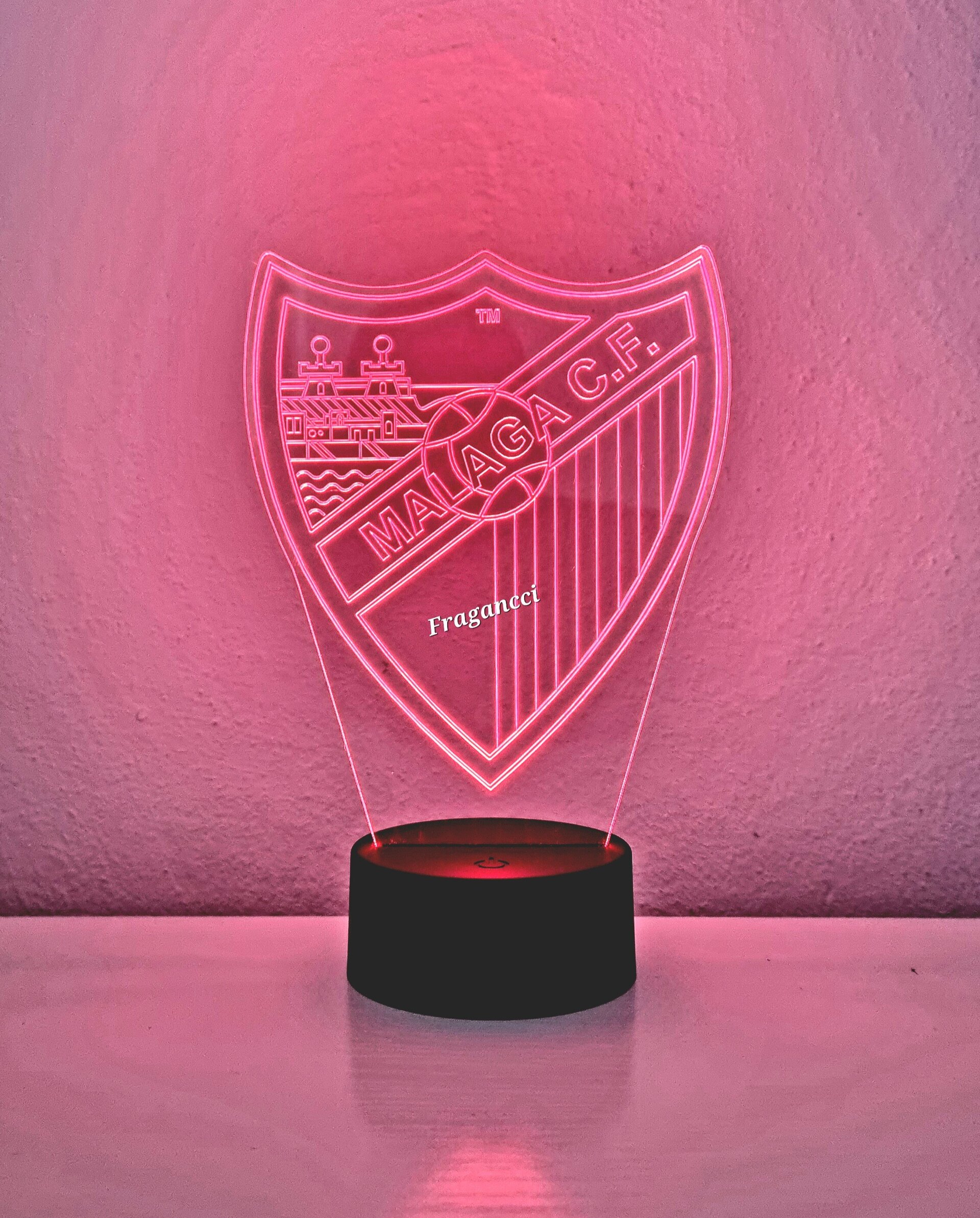 Lampara led 3d Escudo Futbol Malaga personalizable, Lámpara led sobremesa - 9