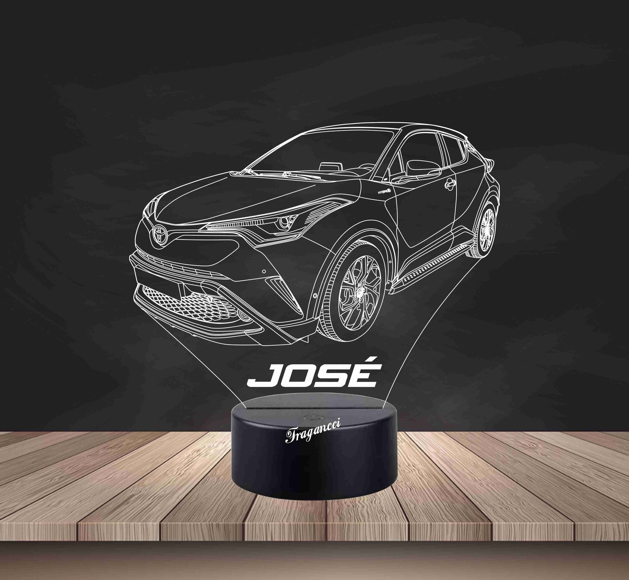 Lampara led 3d Toyo ta Chr personalizable, Lámpara led sobremesa - 2