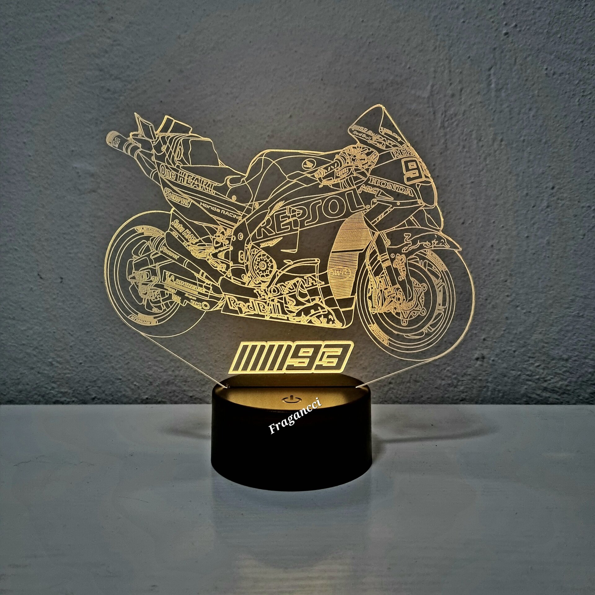 Lampara led 3d moto Hond a Rc213v 2023 personalizable Lámpara led sobremesa - 8