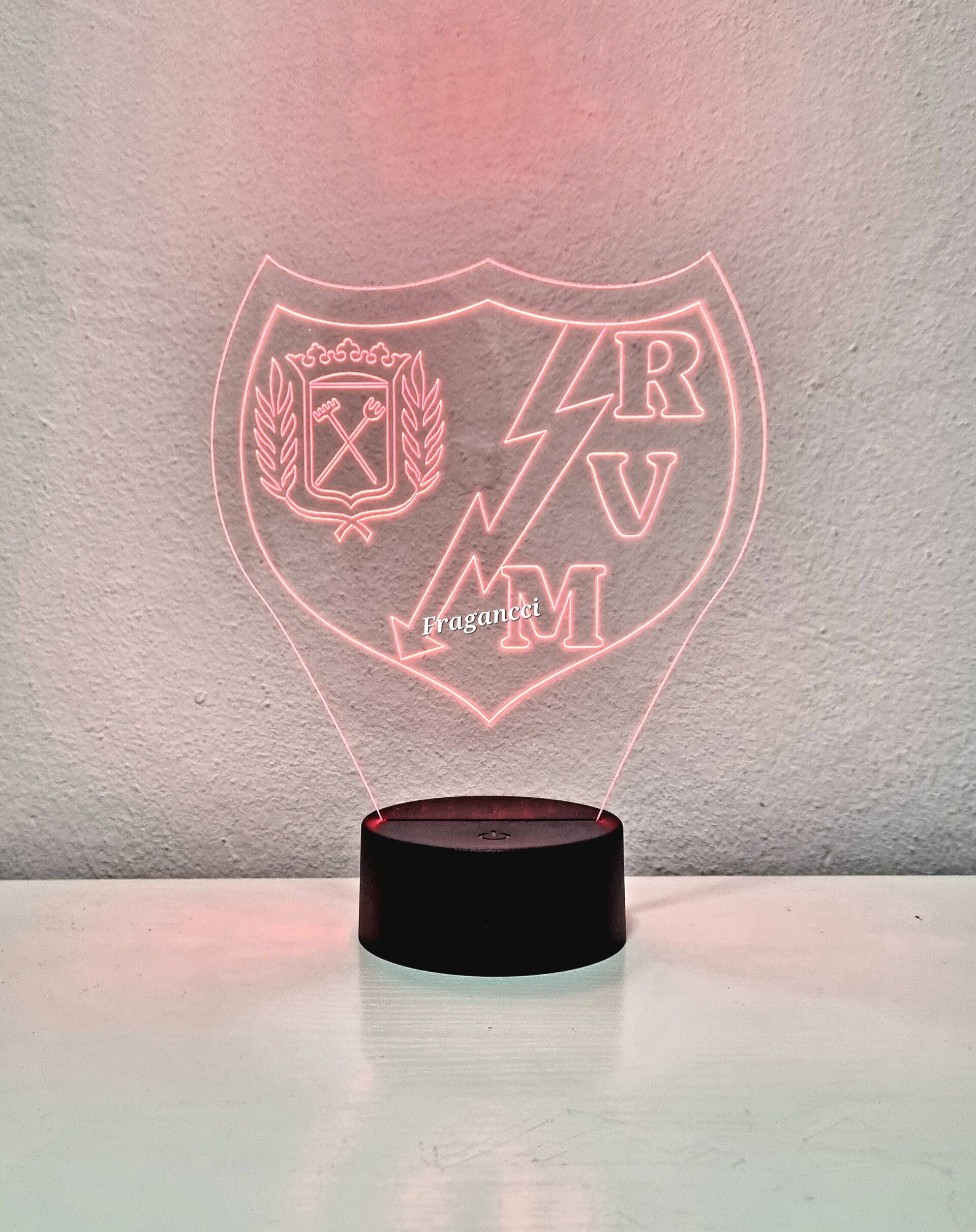 Lampara led 3d Escudo Futbol R Vallecano personalizable, Lámpara sobremesa - 6