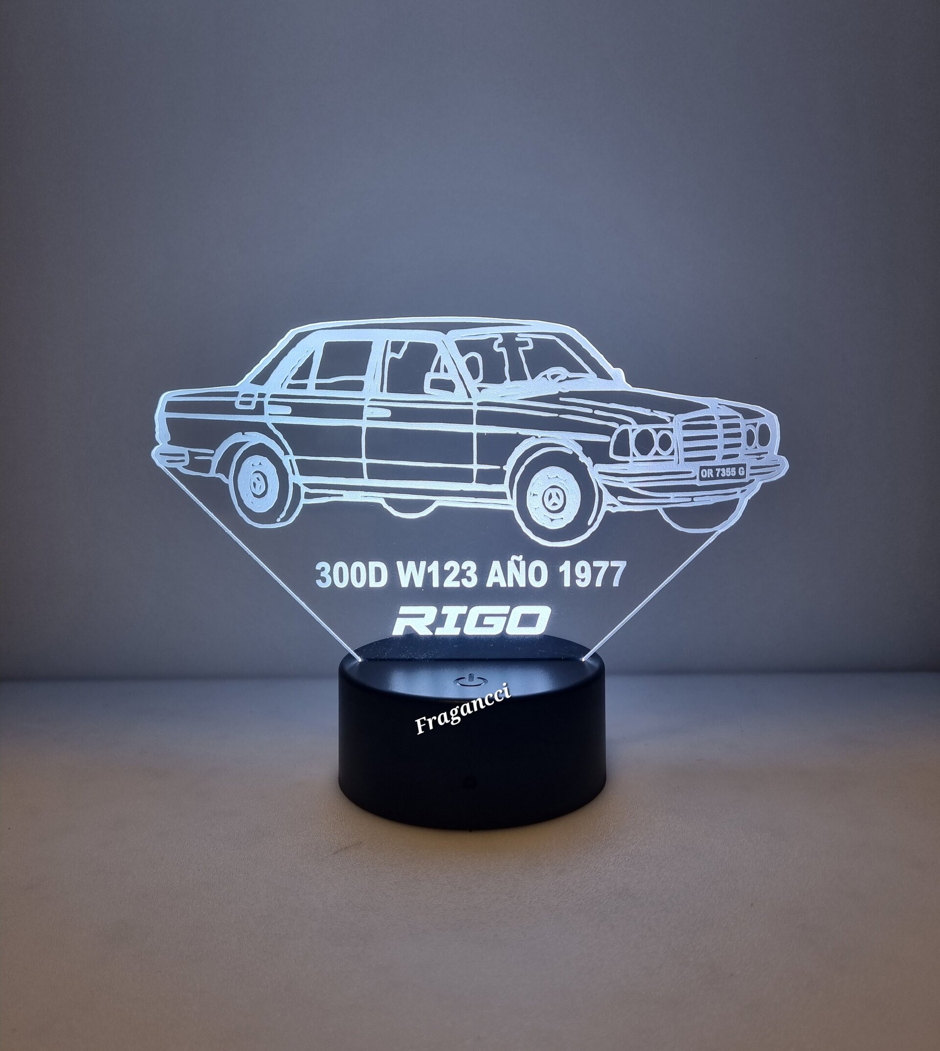 Lampara led 3d Mercede s 300D año 1977 personalizable, Lámpara led sobremesa - 5