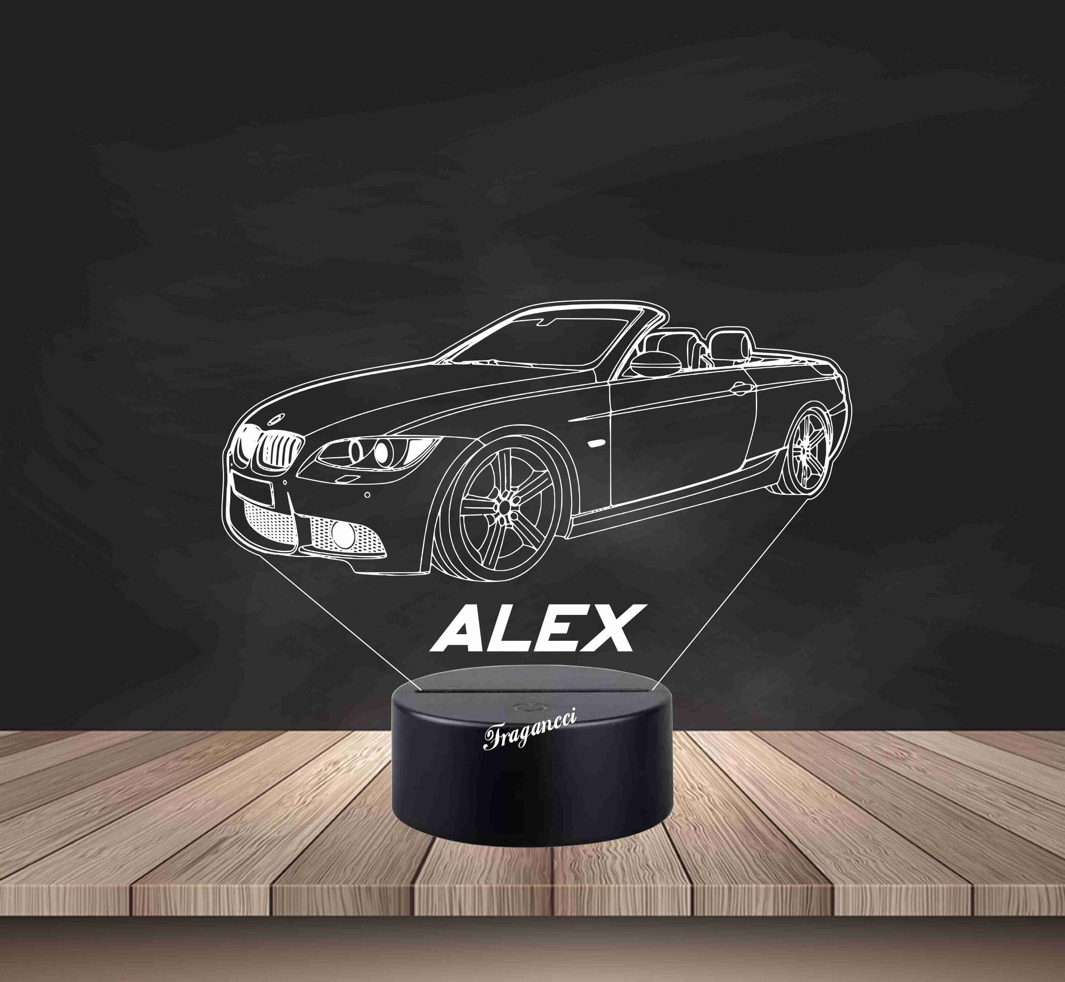 Lampara led 3d Coche Bm w e93 Cabrio personalizable, Lámpara led sobremesa - 2