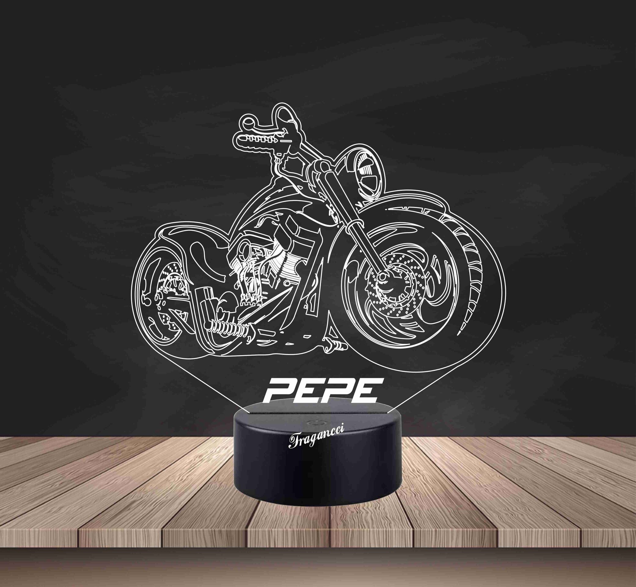 Lampara led 3d moto custom personalizable, Lámpara led sobremesa - 2