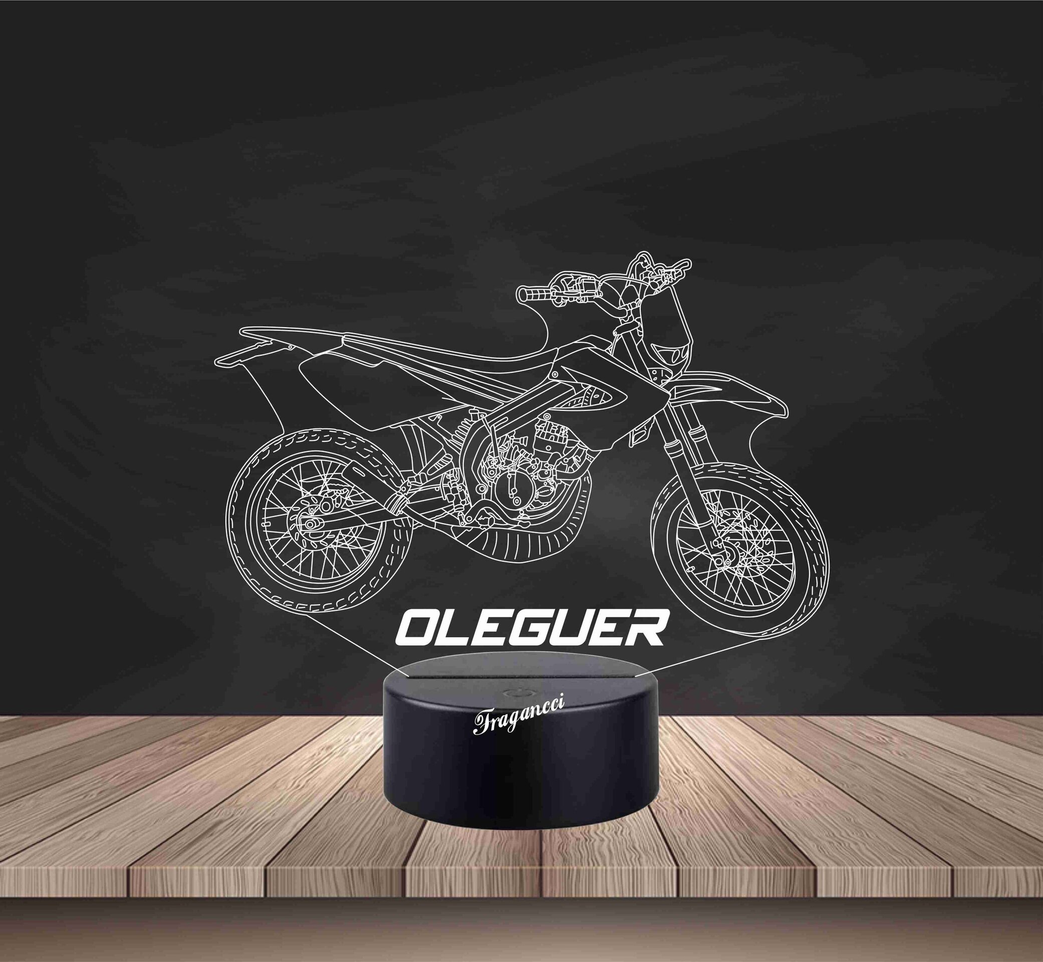 Lampara led 3d moto custom personalizable, Lámpara led sobremesa - 2