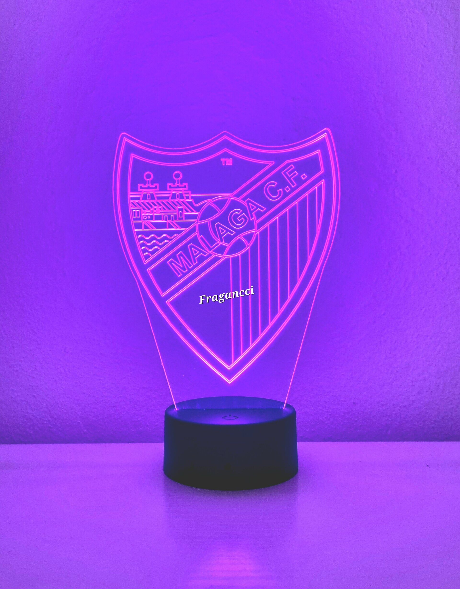 Lampara led 3d Escudo Futbol Malaga personalizable, Lámpara led sobremesa - 6