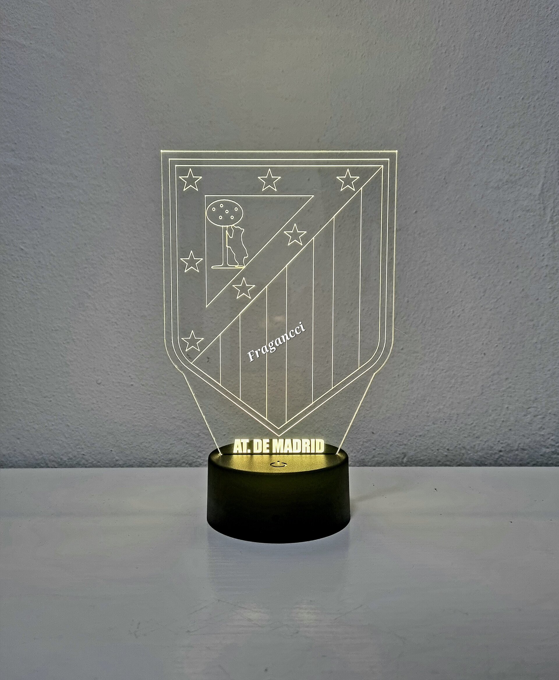 Lampara led 3d Escudo Futbol A de Madrid personalizable, Lámpara led sobremesa - 4