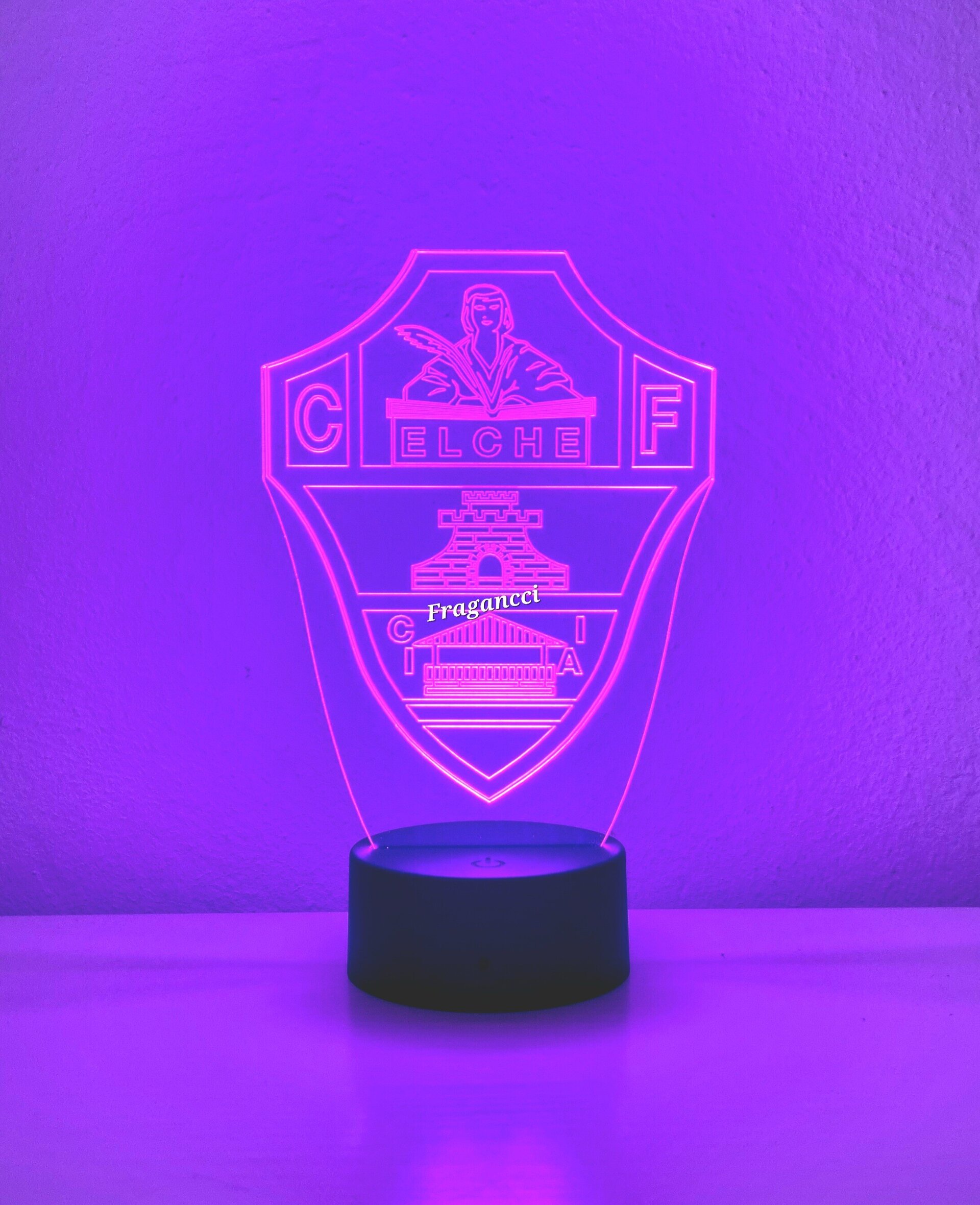 Lampara led 3d Escudo Futbol Elche personalizable, Lámpara led sobremesa - 6