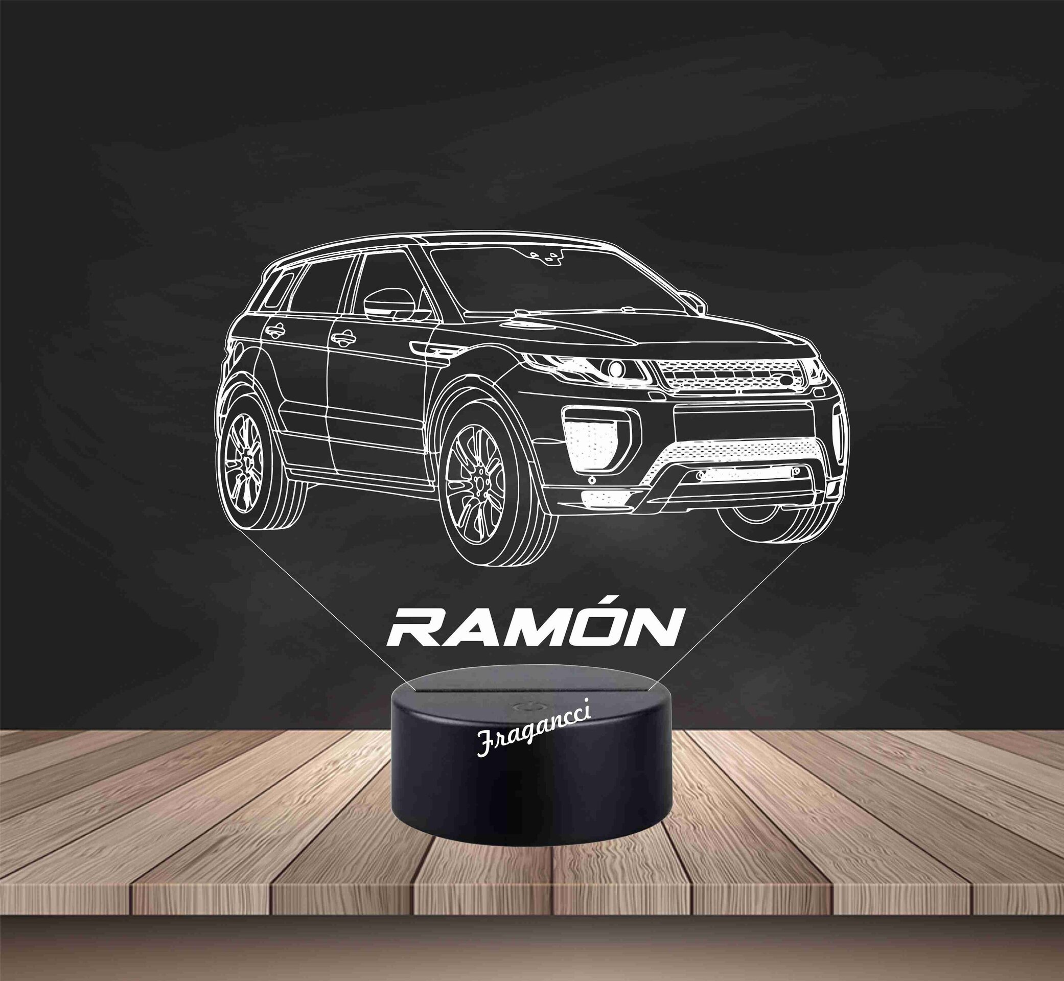 Lampara led 3d Rang e Rove r Evoqu e personalizable, Lámpara led sobremesa - 2