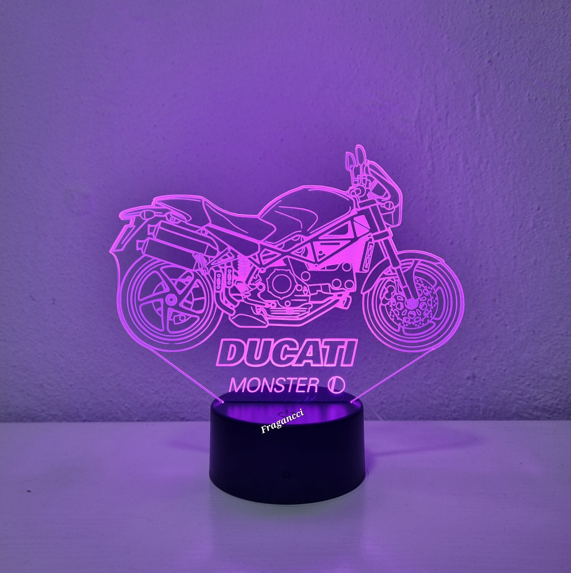 Lampara led 3d moto Ducat i Monster 696 personalizable, Lámpara led sobremesa - 6